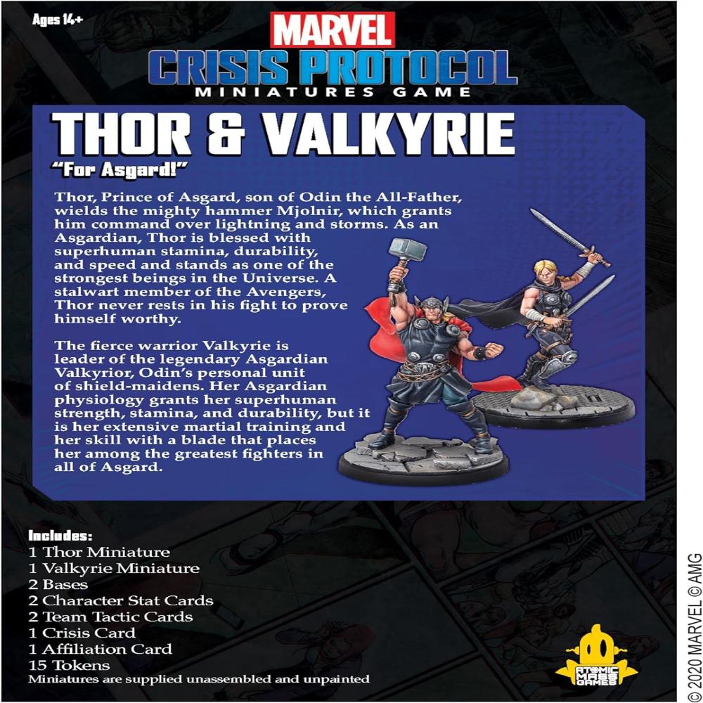 MARVEL CRISIS PROTOCOL CP11 THOR AND VALKYRIE BOX BACK