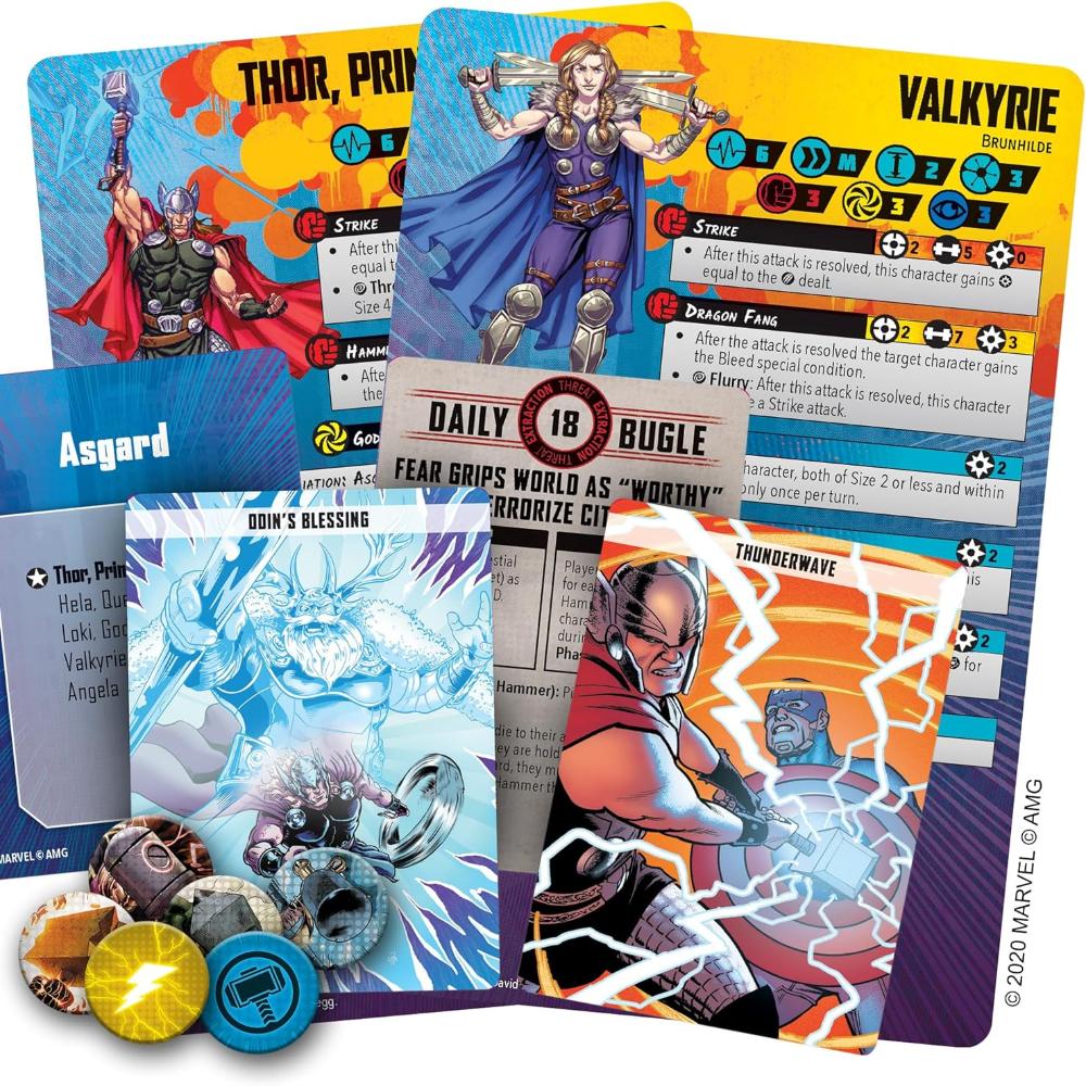 MARVEL CRISIS PROTOCOL CP11 THOR AND VALKYRIE BOX CONTENTS