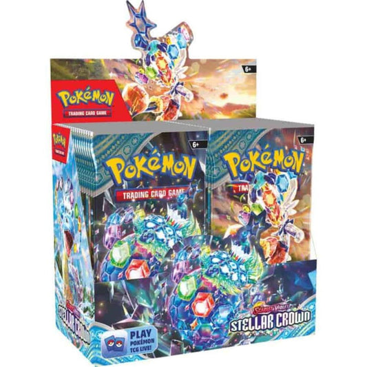 Pokemon Pikachu scarlet violet stellar crown sealed booster box front